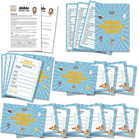 Bible Friendly Feud Game Set, Bible Game Supplies, Bible Games for Adults and Teens, Feud Quiz, Church Family Feud, Games for Church Group, Fun Ho...
