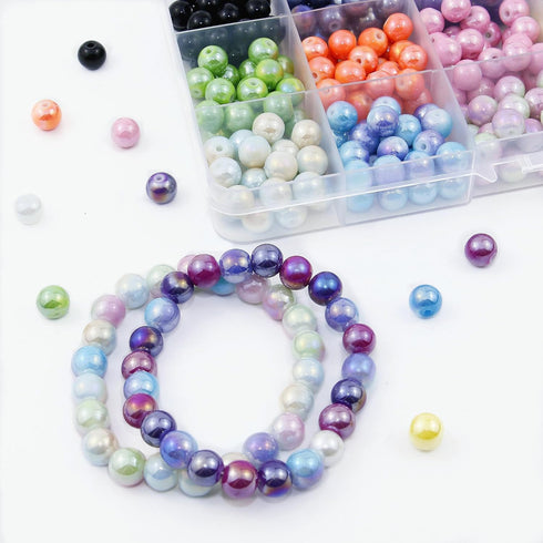 Bracelet Making Kit,Beads for Bracelets Adult 14 Colors 420pcs 8mm Glass Beads Bulk for Earring Necklace Jewelry Making Bead Supllies DIY...