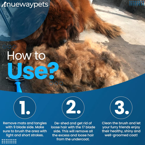 Reduce Shedding with The Original FureverBrush® by NuewayPets - Pro Undercoat Grooming Tool For Dogs | Deshedding and Dematting Tool...