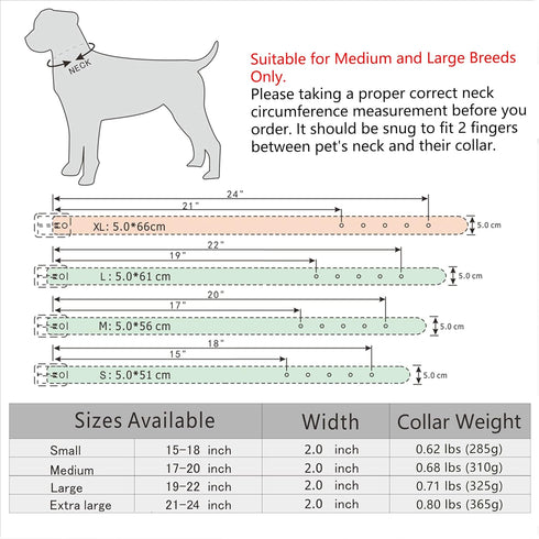 Sharp Spiked Studded Dog Collar - Stylish Leather Dog Collars - 2 Inch in Width Fit for Medium & Large Dogs - Such as Pitbull Mastiff - Black Rive...