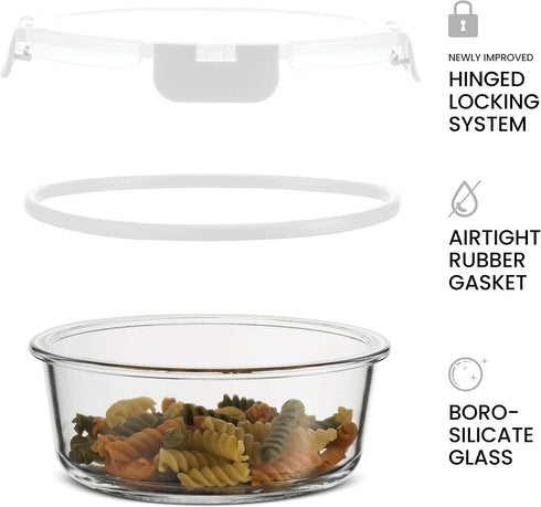 FineDine 24 Piece Glass Storage Containers with Lids - Leak Proof, Dishwasher Safe Glass Food Storage Containers for Meal Prep or Leftovers, White...