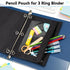 V-Opitos Pencil Pouch for 3 Ring Binder, 2 Pack Sky Blue 3-Holes Zipper Pencil Pouches, Sturdy and Durable Cloth Pencil Case with Clear Window for...
