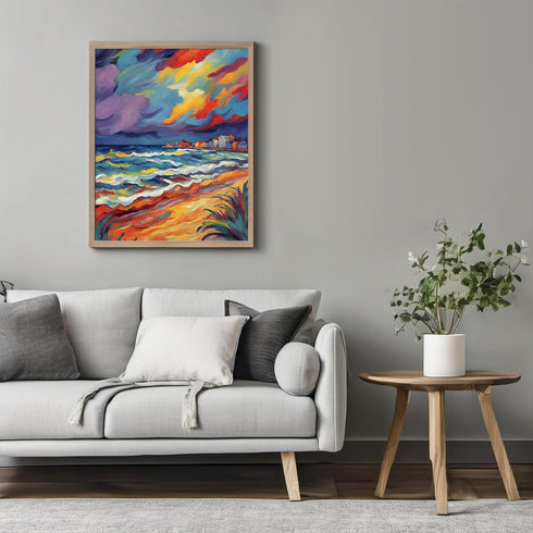 Posterizer 1 pcs- sea and beach themed oil painting style print 9-Landscape & Nature Art-Floral Botanical Art- Decor for Home & Office- unframed w...