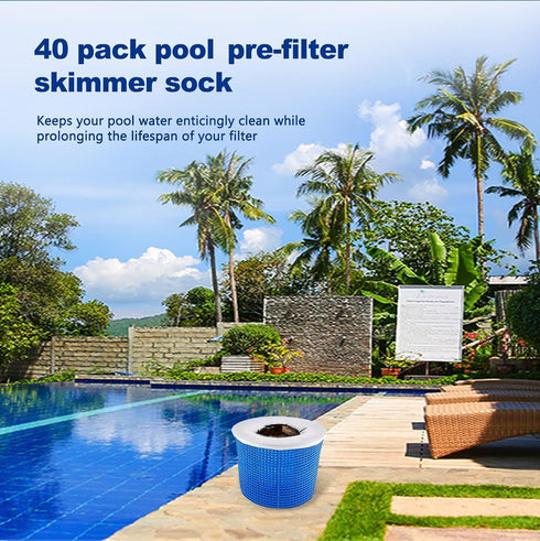 80 Pack Pool Skimmer Socks for Pool Filters, Filters Baskets and Skimmers to Filter Debris and Leaves, Protact Filter System of Inground and above...