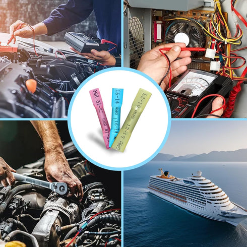 50 Pcs Heat Shrink Butt Connectors Kit,Heat Shrink Wire Connectors,Waterproof Insulated Marine Automotive Crimp Terminals Butt Splice Connectors f...