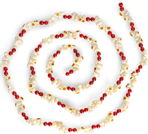 Ornativity Popcorn Cranberry Wooden Garland – Realistic Pop Corn and Rustic Red Wood Beaded Christmas Tree Decorations Garland Bead Strand...
