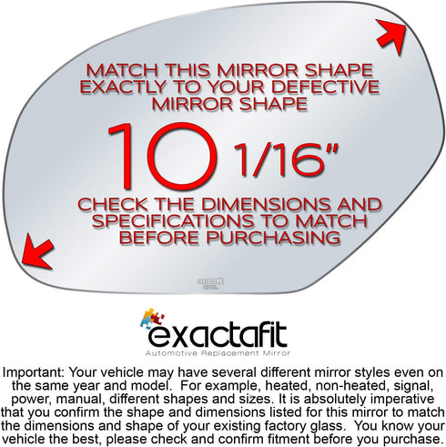 exactafit 8712L Driver Side Mirror Glass Replacement Repair Compatible With Chevy Avalanche Silverado Suburban Tahoe, GMC Sierra, Cadillac Escalad...