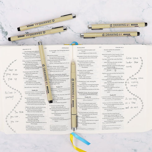 Extra Fine Point Writing Pens: 6 Black Ultra Thin 0.25mm No Bleed Smooth Annotation Bible Journaling Study Supplies Waterproof 01 Micro Line Needl...