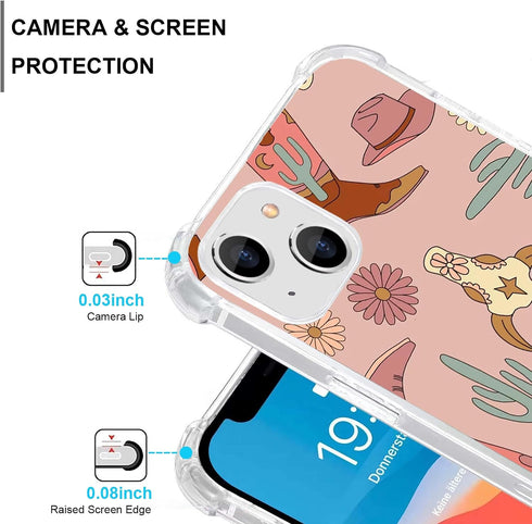 Boho Western Cowgirl Cactus Case Compatible with iPhone 15 Plus, Hippie Cowboy Case for iPhone 15 Plus, Unique TPU Protective Phone Case......