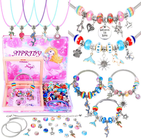 AIPRIDY Charm Bracelet Making Kit,Unicorn Mermaid Crafts Gifts Set Can Inspires Imagination and Creativity,Jewelry Making Kit Perfect Gifts for Gi...