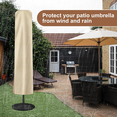 Patio Umbrella Cover - Waterproof 420D Oxford Outdoor Umbrella Covers With Folding Rod. Parasol Cover for 7.5ft 8ft 9ft 10ft 11ft (Beige)...