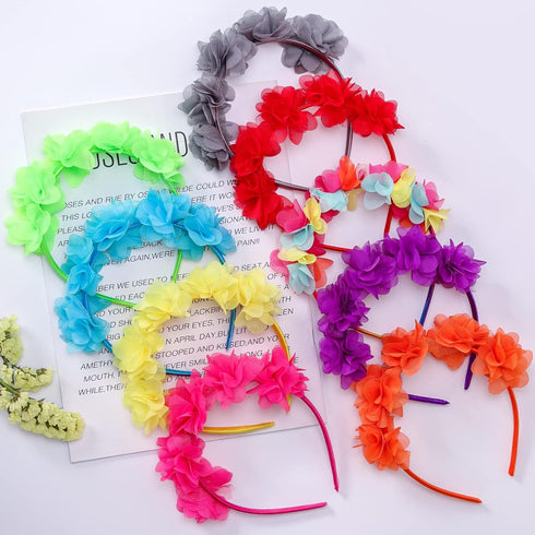 Candygirl Flower Crown Headbands for Women Girls Floral Hairband Wedding Festival Parties Hair Accessories Pack of 9 (bright colors)...