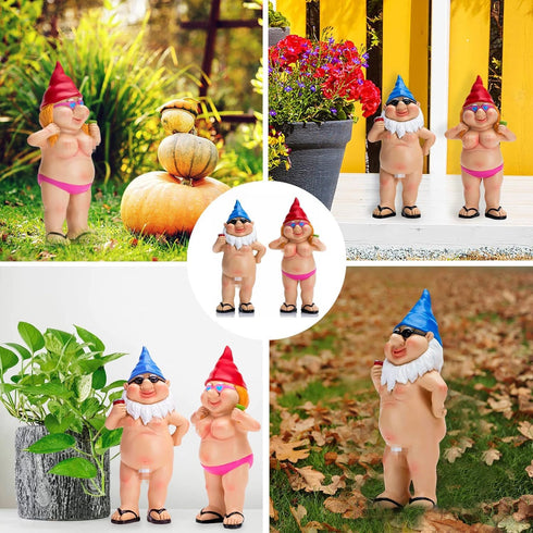 Garden Gnomes Gag Gifts Funny Gifts for Men Women Garden Gnomes Outdoor Yard Decorations Outdoor (Couple Gnomes)...