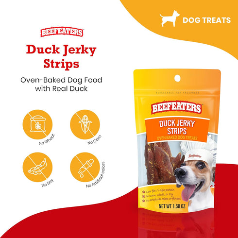 Beefeaters Duck Jerky Strips Dog Treat, 1.58oz, Case of 12, Brown...