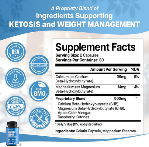 Keto BHB Exogenous Ketones for Men & Women - Keto Supplements for Mental Clarity & Focus - Keto Burn - Keto Fat Burner - Keto Pills Carb-Free Ener...