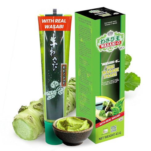 Wasabi-O Real Wasabi Paste - Authentic Japanese Fresh Wasabi Root - Mild Heat - Squeeze Tube for Sushi, Sauce, Mayo, Seafood - 1 x 1.52 Oz...