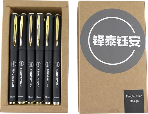 Fengtaiyuan P18, Black Gel Ink Rollerball Pens - Comfortable Non-Slip Grip, Black Ink, Extra Fine, 0.5mm, Quick-Drying Ink, 18-Piece Box (P18)...
