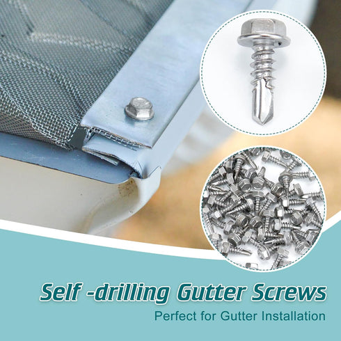 100PCS Stainless Steel Self Drilling Screw with 1/4" Magnetic Hex Driver for Gutter Guard Installation...
