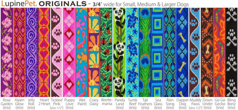 LupinePet Originals 3/4" Turtle Reef 13-22" Adjustable Collar for Medium and Larger Dogs...