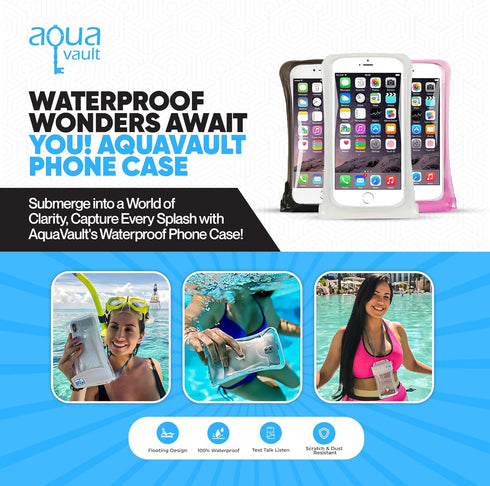 AquaVault 100% Waterproof Floating Smart Phone Case & Money Pouch - Fits All Phones - Made from Premium Heavy Duty PVC for Added Drop Protection -...