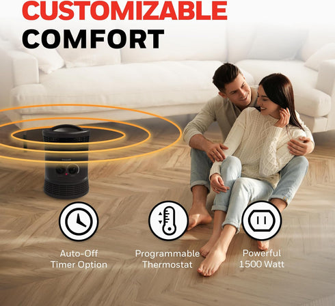 Honeywell HHF360V 360 Degree Surround Fan Forced Heater with Surround Heat Output Charcoal Grey Energy Efficient Portable Heater with Adjustable T...