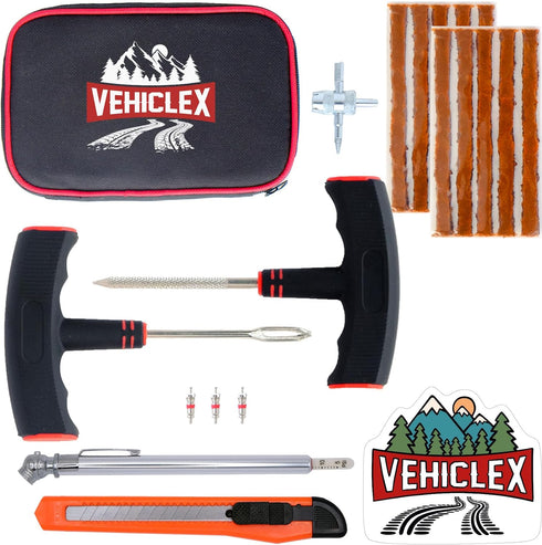 Vehiclex Tire Plug Repair Kit for Car, Motorcycle, ATV, Tractor, Lawn Mover - Essential Tire Repair Kit for Flat Tire Punctures Repair...