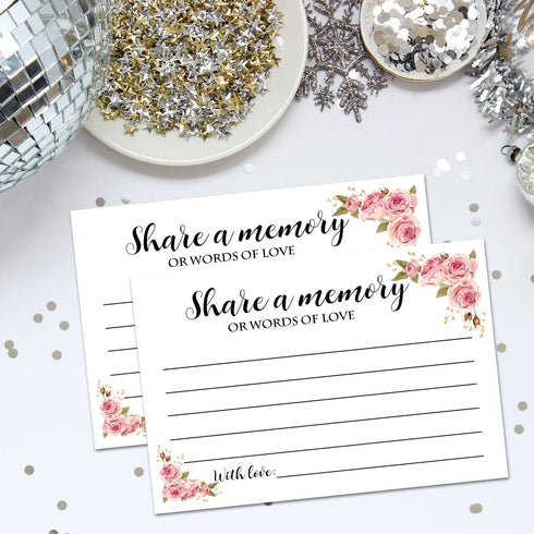 Giftideaworkshop 50 Floral Share A Memory Cards for Celebration of Life Birthday Anniversary Memorial Funeral Graduation Bridal Shower Game, Guest...