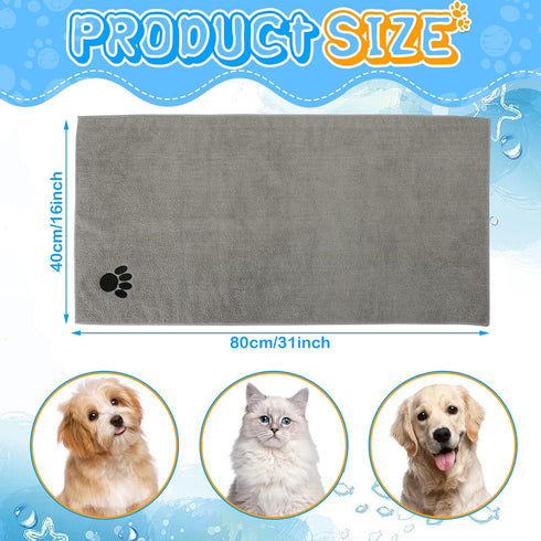 Chumia 4 Pack Pet Grooming Towel Absorbent Dog Towels for Drying Dogs Soft Microfiber Dog Drying Towel Quick Drying Large Dog Bath Towel for Dogs,...