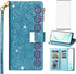 Phone Case for Samsung Galaxy Note 10 Plus Note10+ 5G Wallet Cover with Screen Protector and Wrist Strap Bling Glitter Flip Zipper Card Holder Cel...