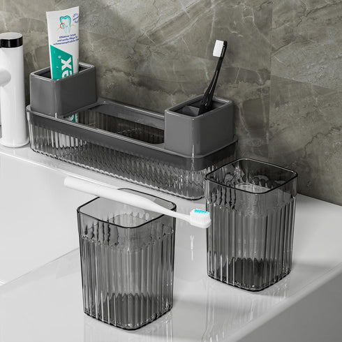 Toothbrush Holder for Bathrooms, 2 cups Toothbrush Organizer for Bathroom Countertop, Toothbrush Holder Toothbrush Storage for Shower, Tooth Brush...