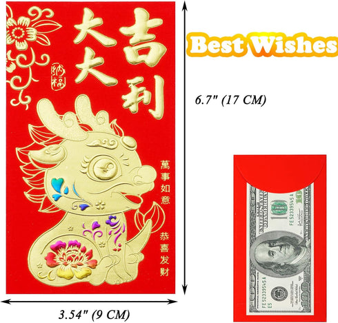Red Envelopes Chinese New Year Envelopes Lucky Money Envelopes, Gift Money Envelopes 2024,Dragon Year Envelope Red Packets Hong Bao, Spring Festiv...