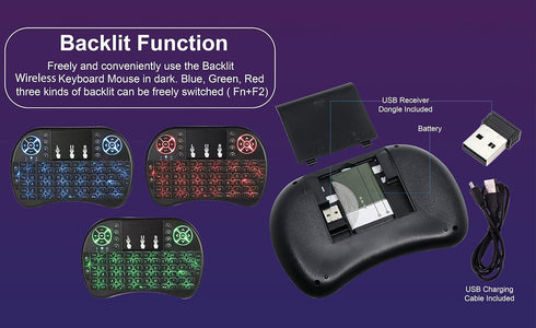 Wireless Mini Keyboard Remote Control Touchpad Mouse Combo Controller with RGB Backlit for Android TV Box Smart TV with OS+USB PC Computer Laptop ...