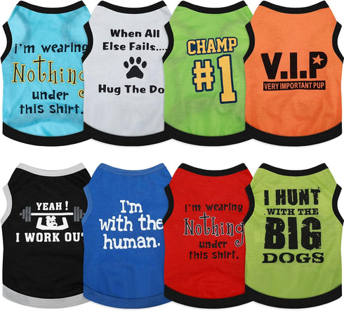 8 Pieces Dog Shirts Boy Funny Printed Puppy Shirts Summer Male Soft Dog Clothes Breathable PET T Shirts Outfits Dog Sweatshirt Clothing (Large)...