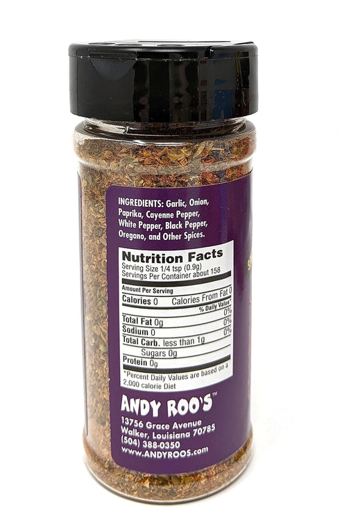 Andy Roo's Cajun Blackened Seasoning, 4 Ounce Shaker (Salt-Free Blend)....