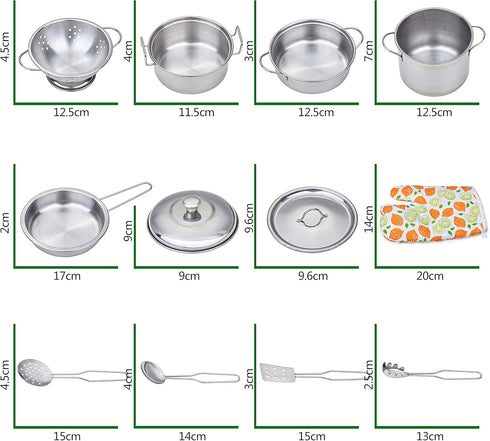 Play Pots and Pans Toys for Kids - Kitchen Playset Pretend Cookware Mini Stainless Steel Cooking Utensils Development Toys for Toddlers & Children...