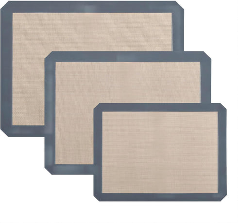 3-Pack Non-Stick Reusable Silicone Baking Mat - Perfect for Oven, Great for Baking Cookies, Macarons, Pizza - Food-Grade Kitchen Silicone Baking S...