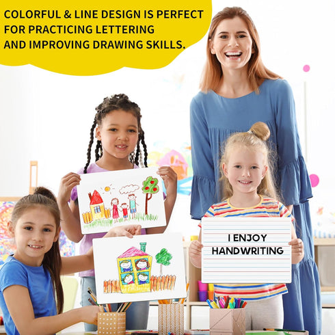2 Pack Small White Board Set - Double Sided Dry Erase Ruled Lap Boards 9x12 Lined Whiteboard for Kids Student Learning for Student and Classroom U...