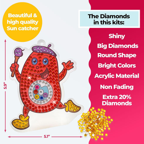 Halmolife Big Gem Diamond Painting Kits -Stickers, keychain & Suncatcher DIY Kit - Diamond Art for kids - Arts and Crafts for Girls and Boys Ages ...
