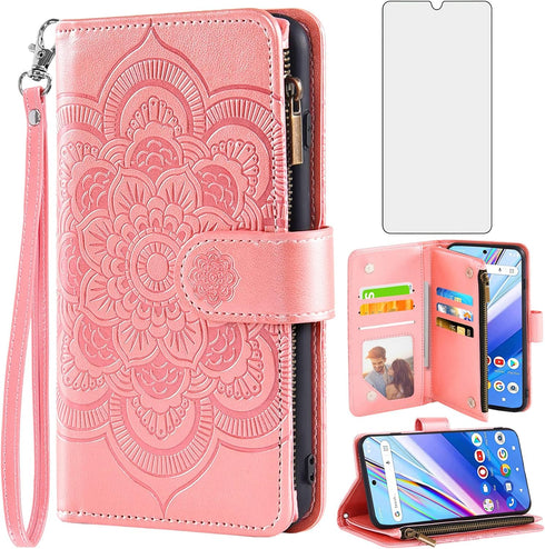 Asuwish Phone Case for Wiko Voix U616AT Wallet Cover with Tempered Glass Screen Protector and Flower Leather Flip Credit Card Holder Stand Folio P...
