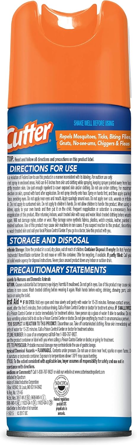 Cutter Unscented Cutter Insect Repellent, Aerosol, 6-Ounce, Clear...