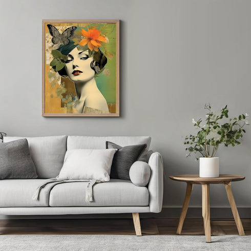 Posterizer 1 pcs-abstract retro woman's painting collage-Floral & Botanical Art-Art for Animal Lovers-Gift for Art Lovers-Decor for Home & Office-...