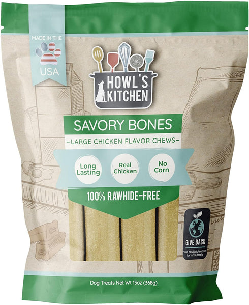 Howl's Kitchen Dog Treats, Savory Bones, Chicken, Large, brown, (AT362)...