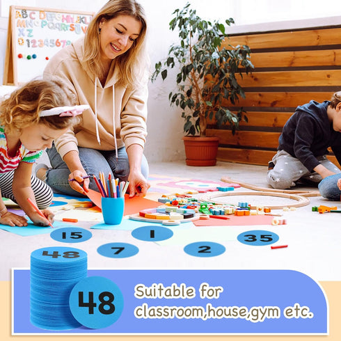 48 Pcs Carpet Floor Circle Sit Markers, Numbers 1-48 Carpet Dots for Classroom Spot Markers 4 Inch Floor Dots for Teachers Students Kids Home Elem...