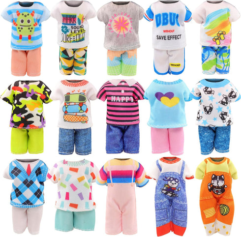 30 PCS Mini 6 Inch Doll Clothes and Accessories Include 4 Tops, 4 Pants for Boy Dolls, 5 Dresses , 2 Swimsuit and 2 Shoes, 10 Outfits Hangers Pock...