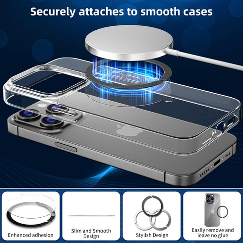 Magnetic Adapter Ring for MagSafe,Mag-Safe Sticker for Phone Case,Metallic,Adhesive, Compatible with Wireless Charging for iphone Android,3 Pack(B...