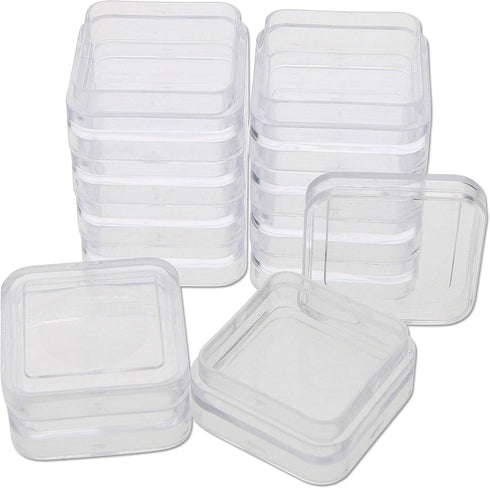 The Beadsmith Personality Case – 2 Clear Square Stacker Jar Set – Each Stack Measures 1.25 x 2.3 inches - Total 10 Jars and 2 lids, for Storage of...