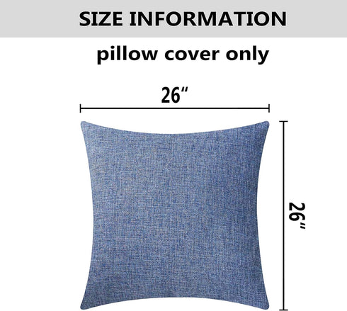 Home Brilliant Set of 2 Linen Euro Shams Large Throw Pillow Covers for Couch Patio Floor, 26 x 26 Inch(66x66 cm), Navy Blue...