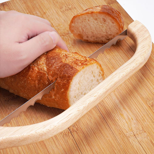 Wooden Bread Bow Knife, Sourdough Bread knife Cutter for Homemade Bread, 15.7" Serrated Bagel Knife, Kitchen Gift for Baker...