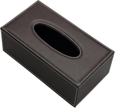 KINGFOM Rectangular PU Leather Tissue Box Cover - Facial Tissue Paper Napkin Holder for Bathroom, Home, Office, Car Automotive Decoration with Mag...