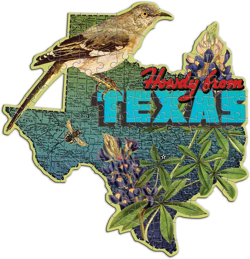 Galison Wendy Gold Texas Shaped Mini Puzzle, 100 Pieces, 8” x 9.75” – Die-Cut Jigsaw Puzzle Featuring Art by Bestselling Artist Wendy Gold – Makes...